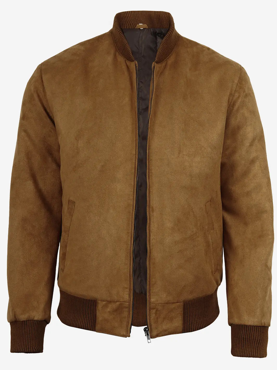 Adamsville Men's Light Brown Faux Suede Bomber Jacket