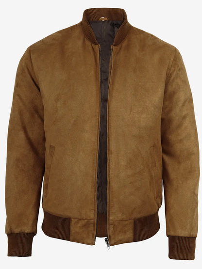 Adamsville Men's Light Brown Faux Suede Bomber Jacket