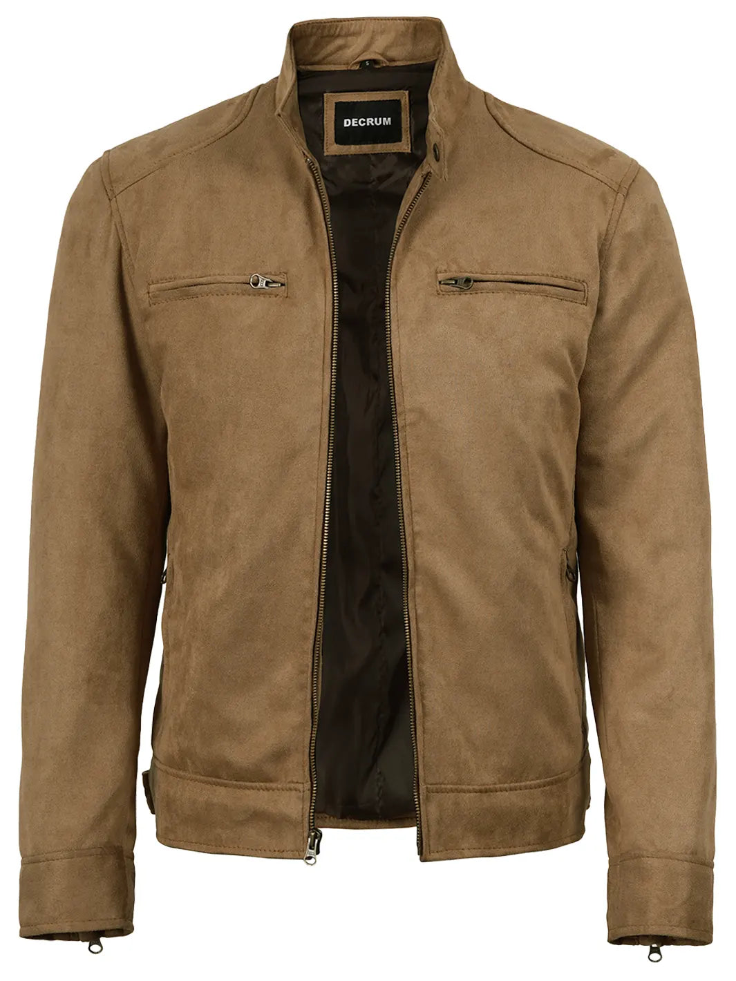 Men's Camel Faux Suede Cafe Racer Jacket