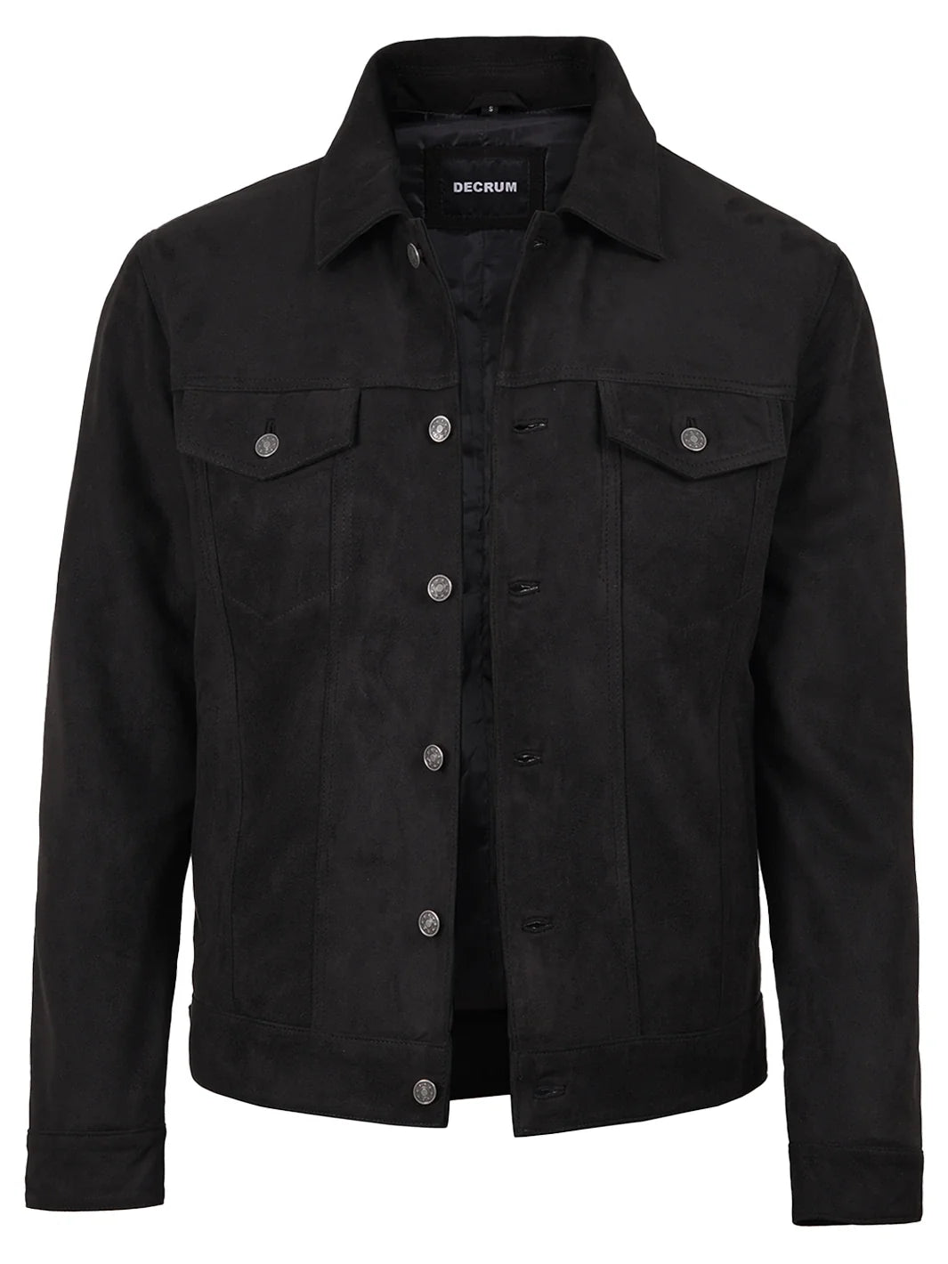 Men's Black Faux Suede Trucker Jacket