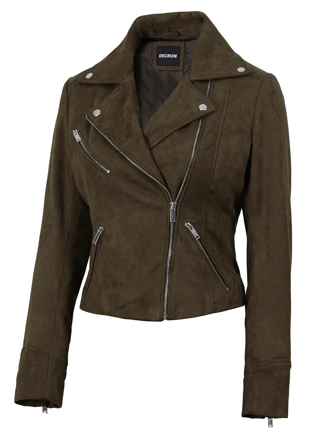 Women's Dark Brown Faux Suede Biker Style Jacket