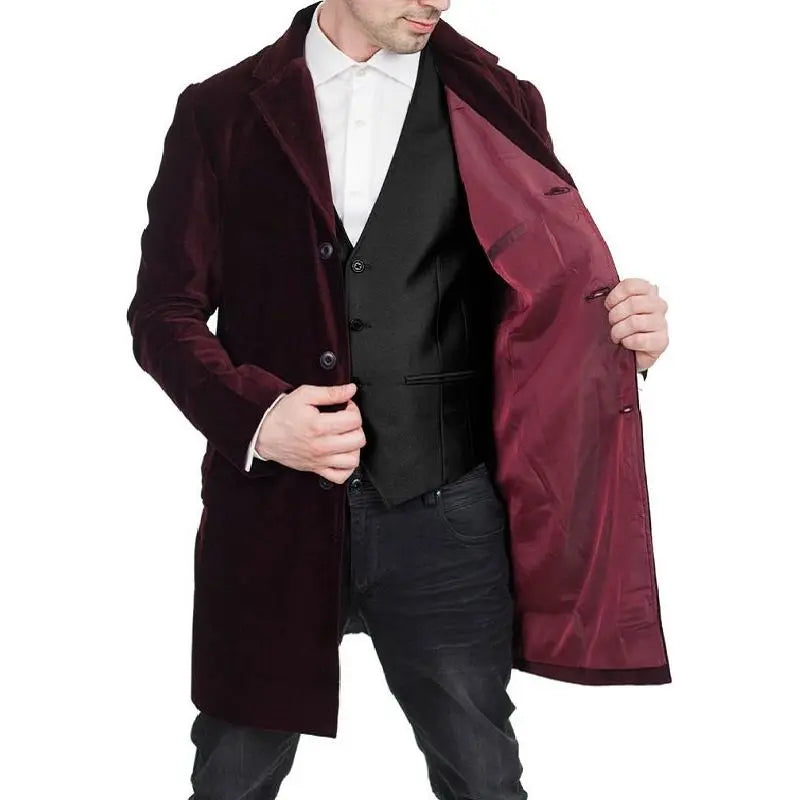 12th Doctor Who Peter Capaldi Maroon Velvet Coat Max Jackets