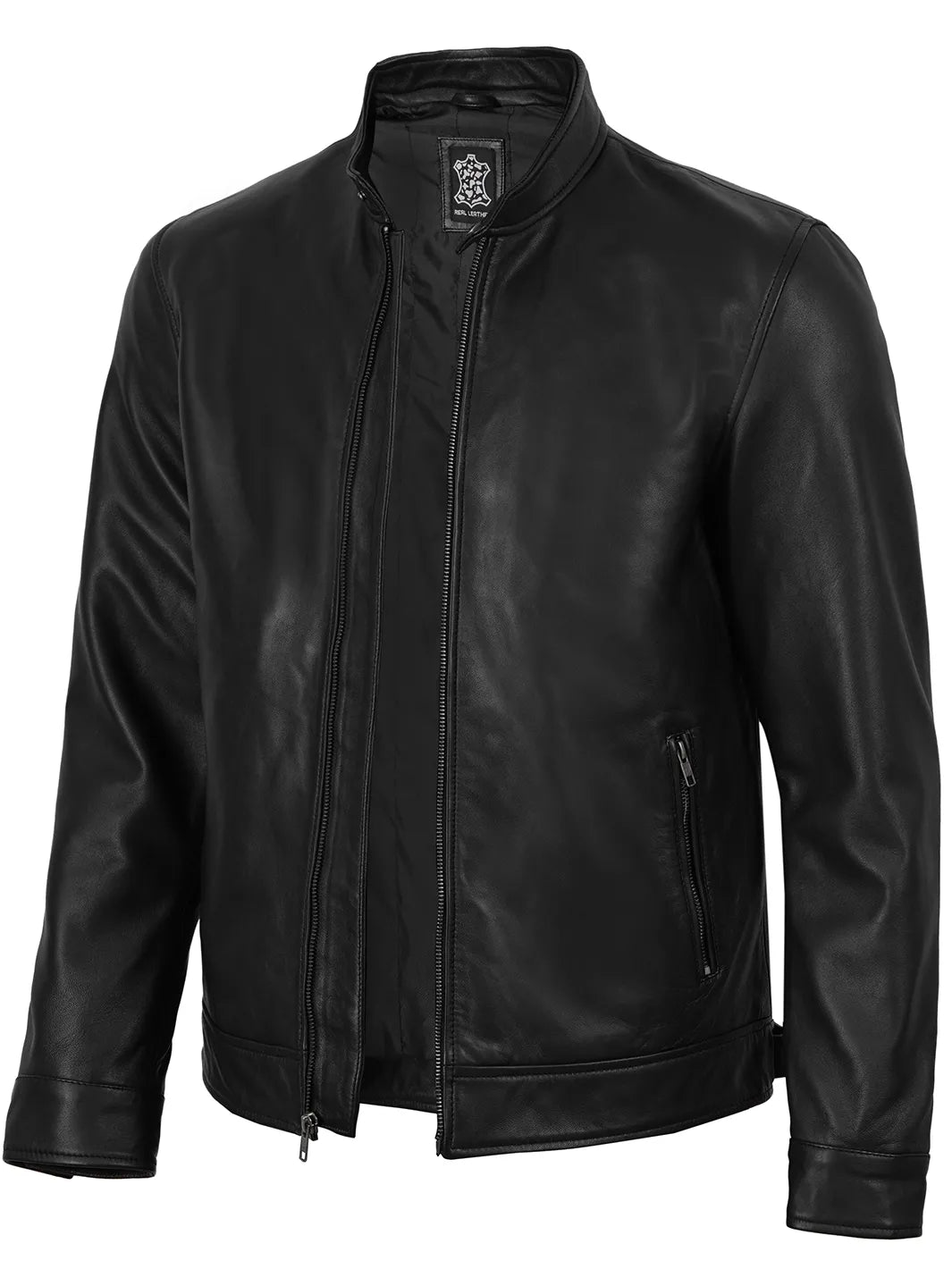 Owen Men's Black Cafe Racer Style Real Leather Jacket