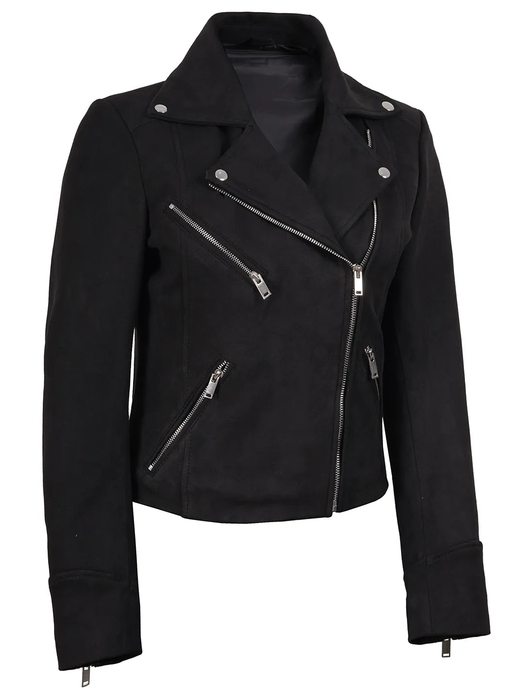 Women's Black Faux Suede Biker Style Jacket
