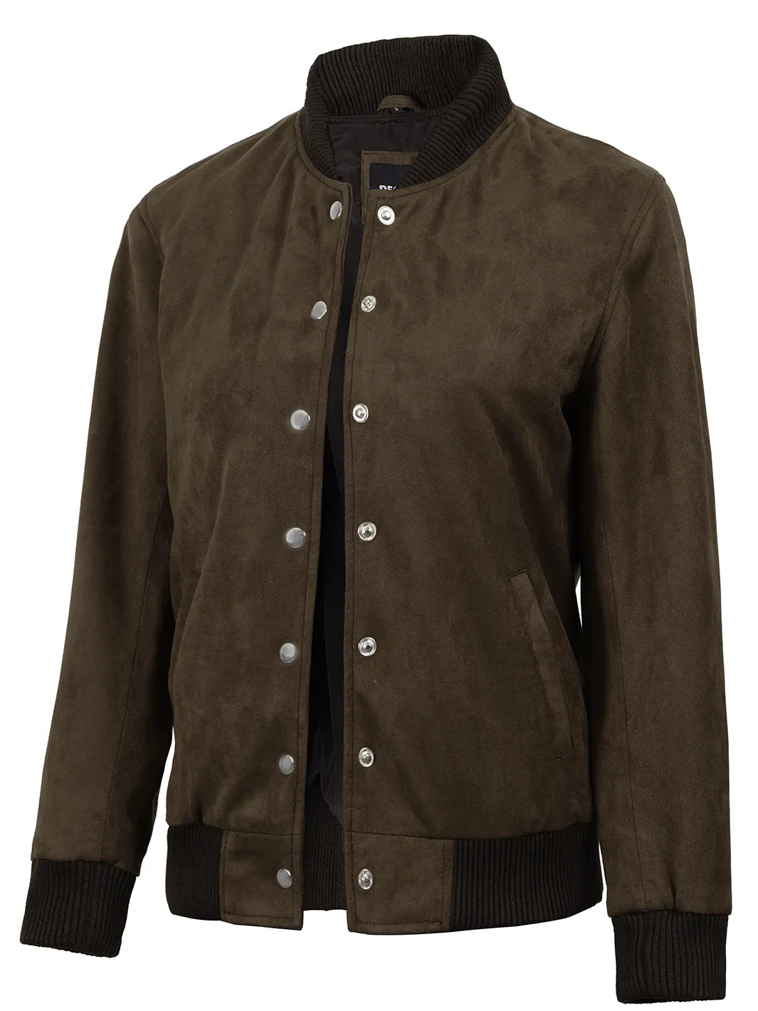 Vera Women's Dark Brown Bomber Faux Suede Jacket