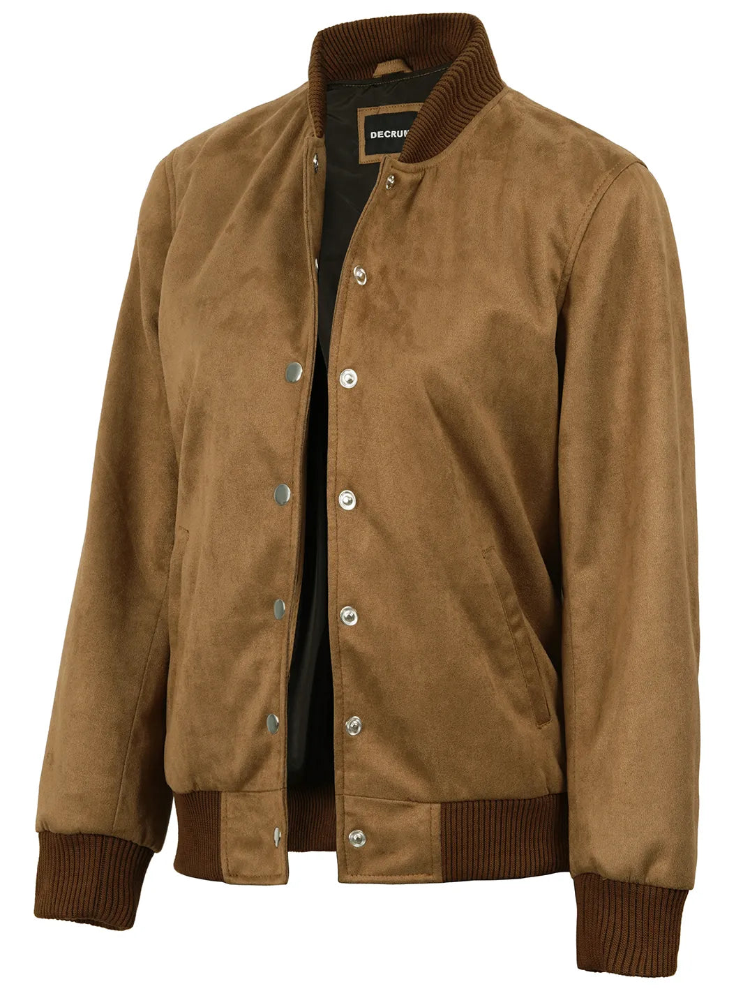 Vera Women's Light Brown Bomber Faux Suede Jacket