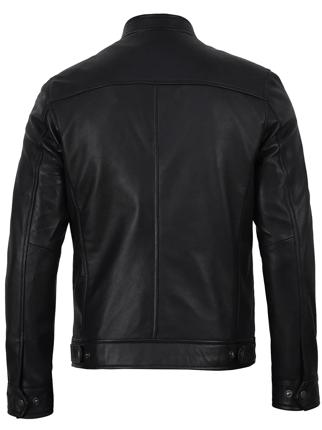 Bickford Mens Black Cafe Racer Style Real Leather Jacket