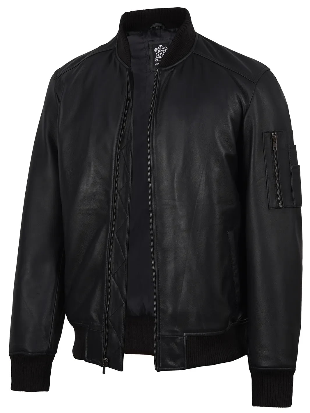 Bryan Men's Black Lambskin Leather Bomber Jacket