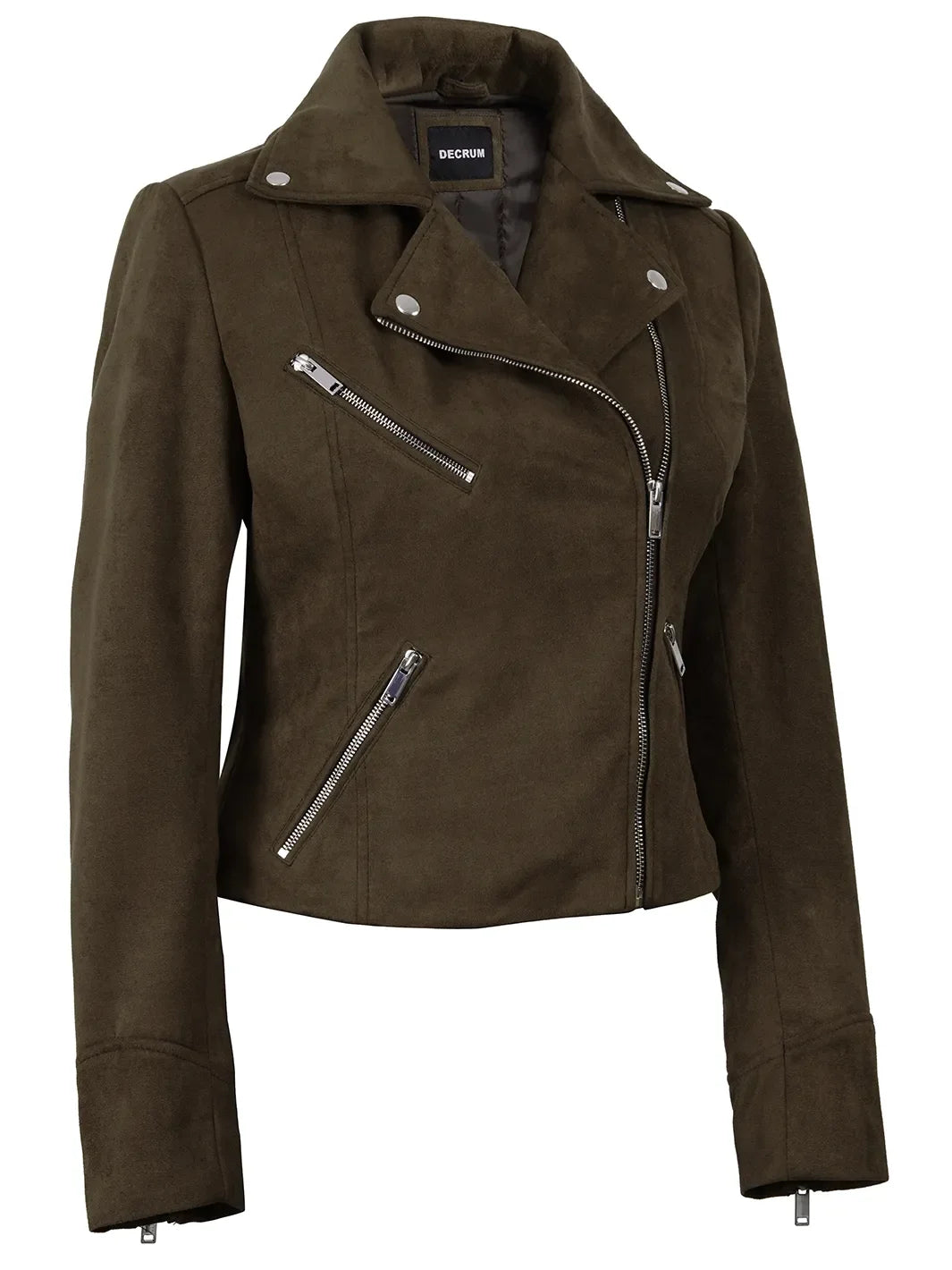 Women's Dark Brown Faux Suede Biker Style Jacket