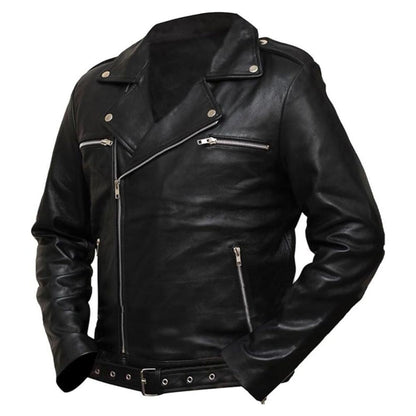Brando Motorcycle Premium Sheepskin Black Leather Jacket For Men