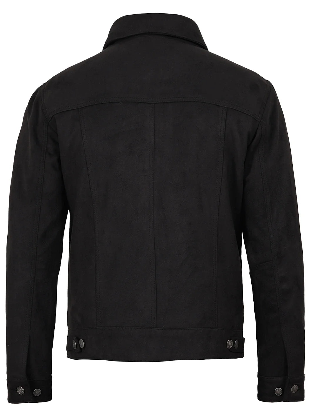 Men's Black Faux Suede Trucker Jacket