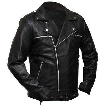 Brando Motorcycle Premium Sheepskin Black Leather Jacket For Men
