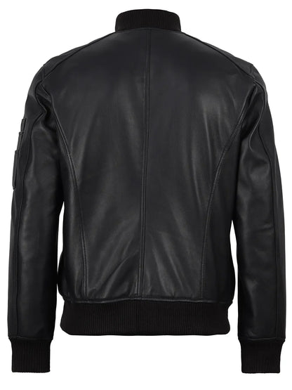 Bryan Men's Black Lambskin Leather Bomber Jacket