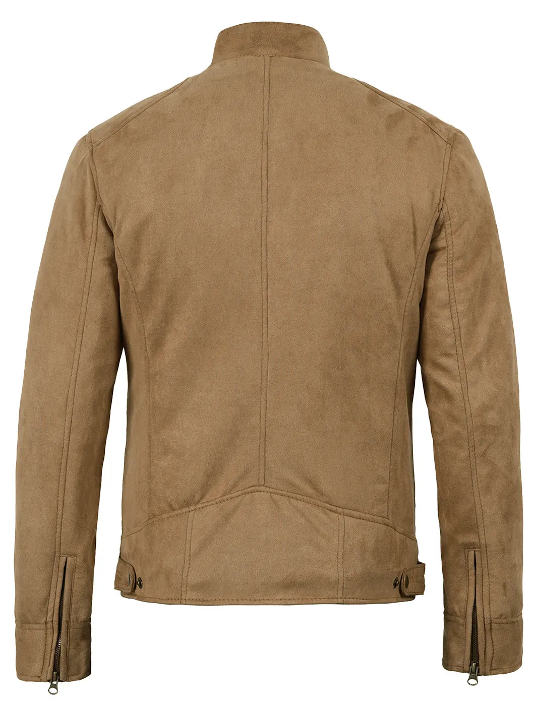 Men's Camel Faux Suede Cafe Racer Jacket