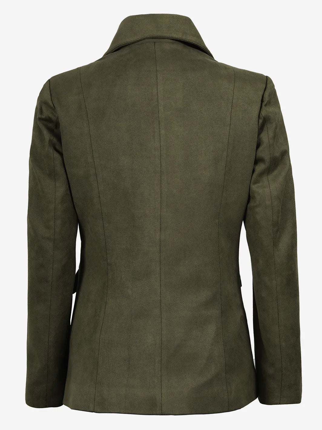 Women's Olive Green Faux Suede Notch Lapel Blazer