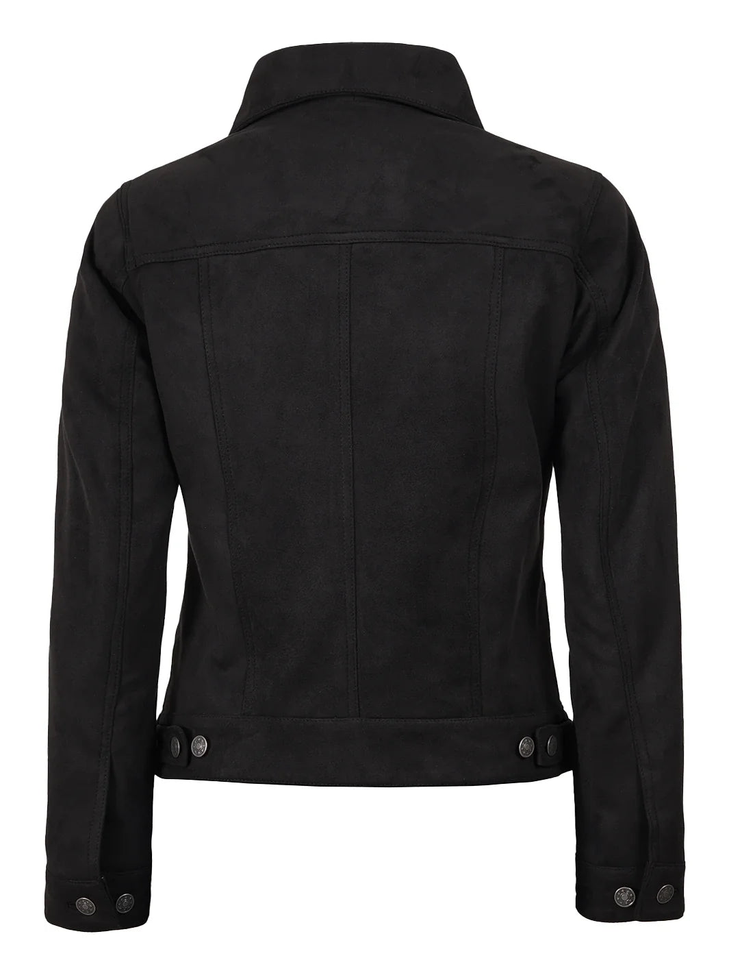 Women's Black Faux Suede Trucker Jacket