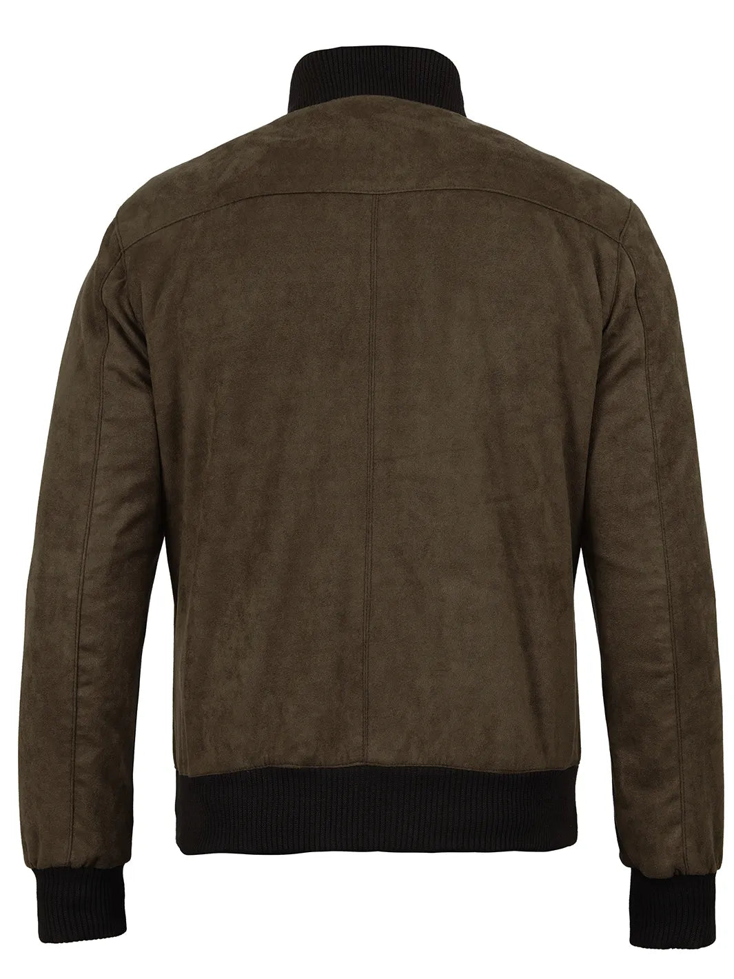 Men's Dark Brown Faux Suede Bomber Jacket