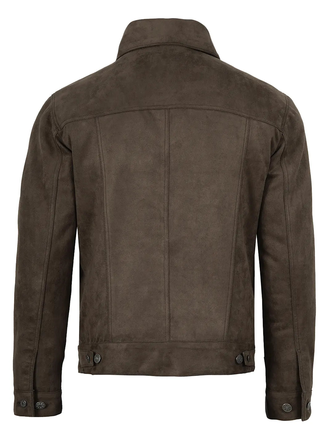 Men's Dark Brown Faux Suede Trucker Jacket
