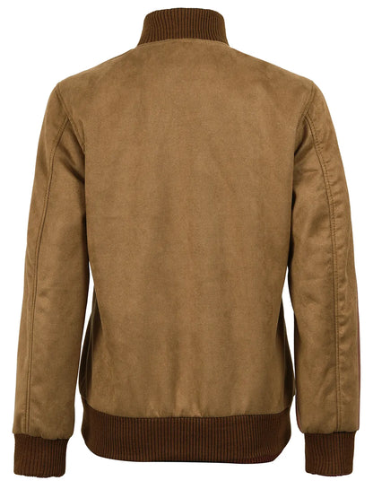 Vera Women's Light Brown Bomber Faux Suede Jacket
