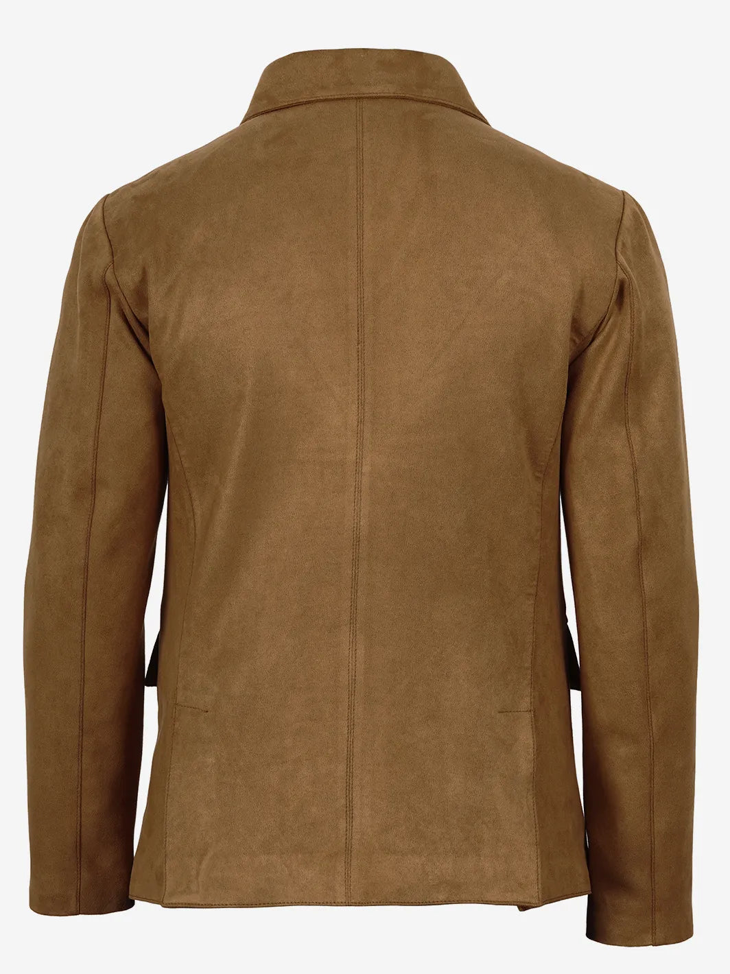 Men's Light Brown Faux Suede Blazer — 2-Button Notch Lapel