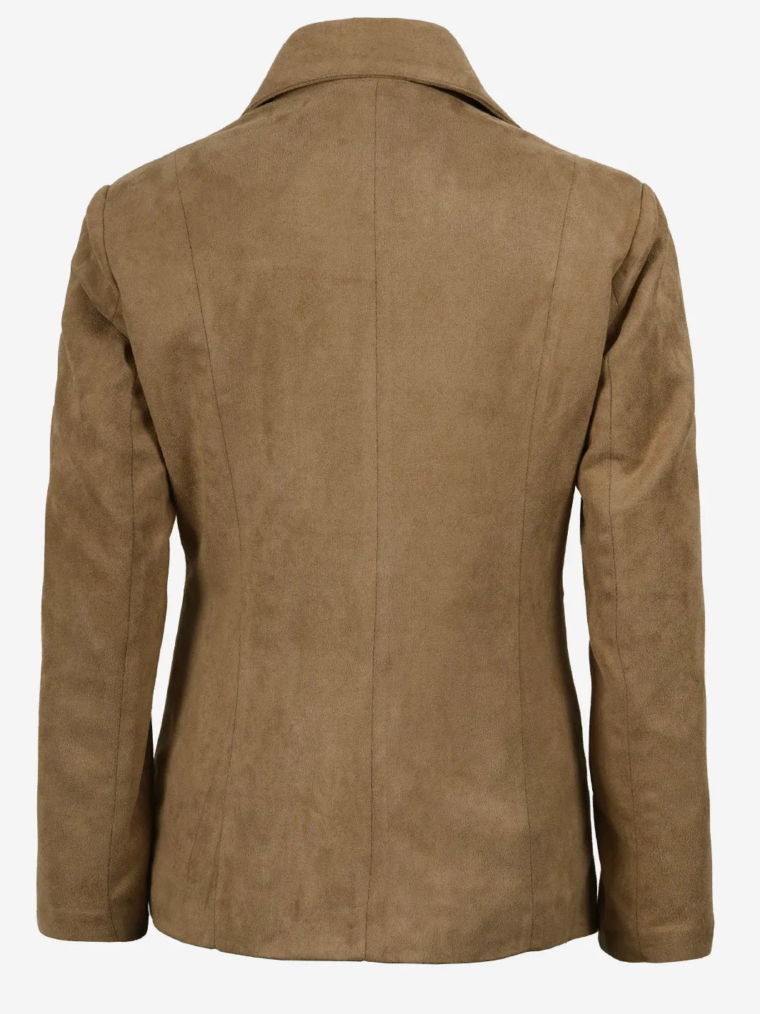 Women's Camel Faux Suede Notch Lapel Blazer