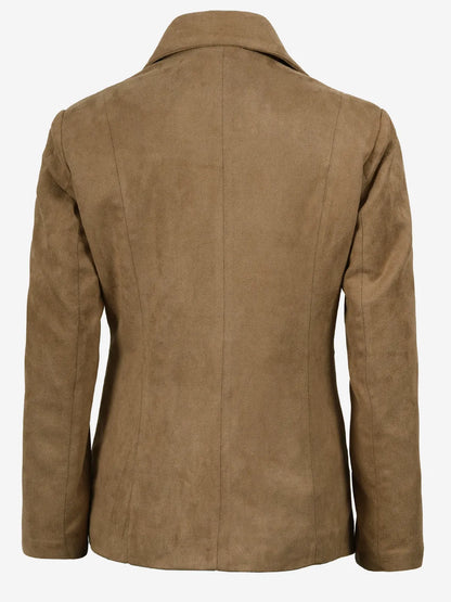 Women's Camel Faux Suede Notch Lapel Blazer