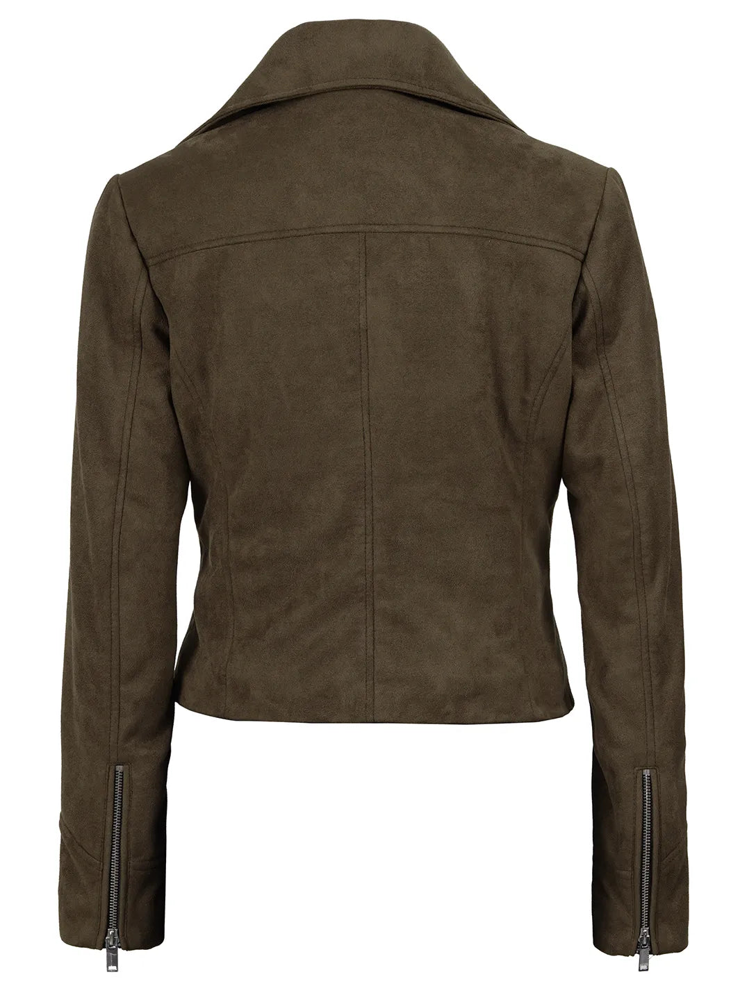 Women's Dark Brown Faux Suede Biker Style Jacket
