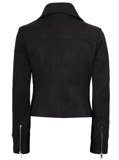 Women's Black Faux Suede Biker Style Jacket