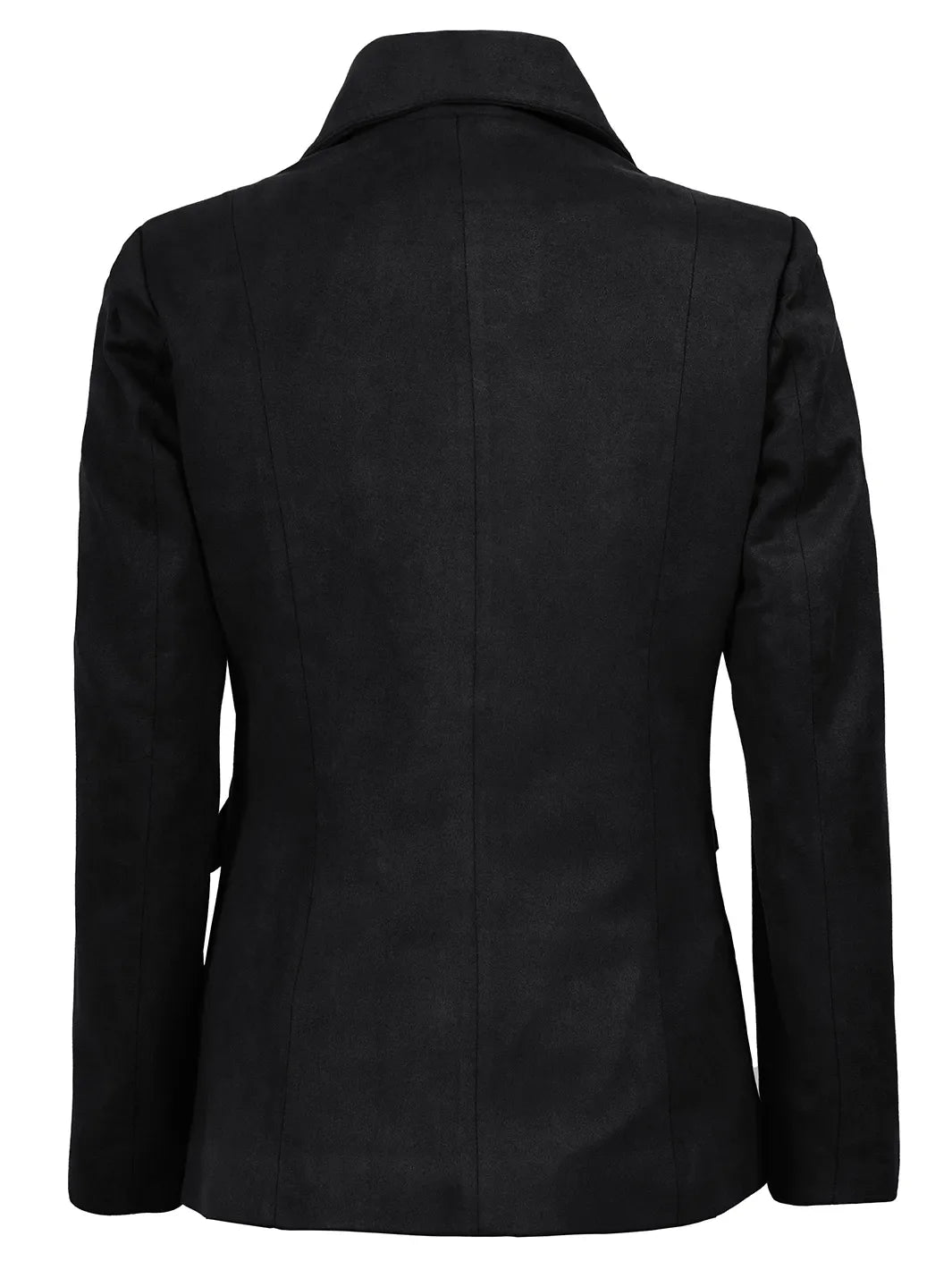 Women's Black Faux Suede Notch Lapel Blazer