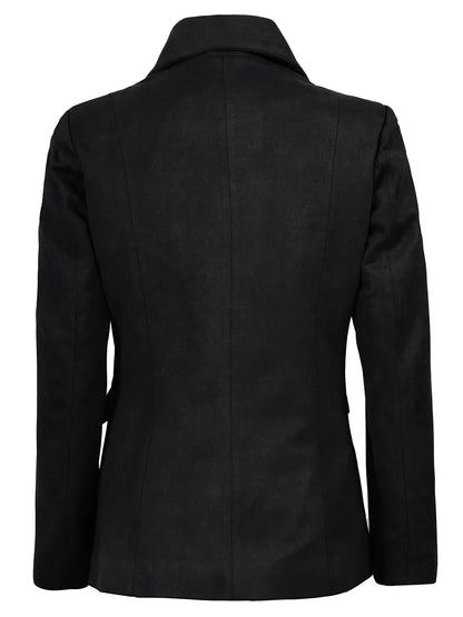 Women's Black Faux Suede Notch Lapel Blazer