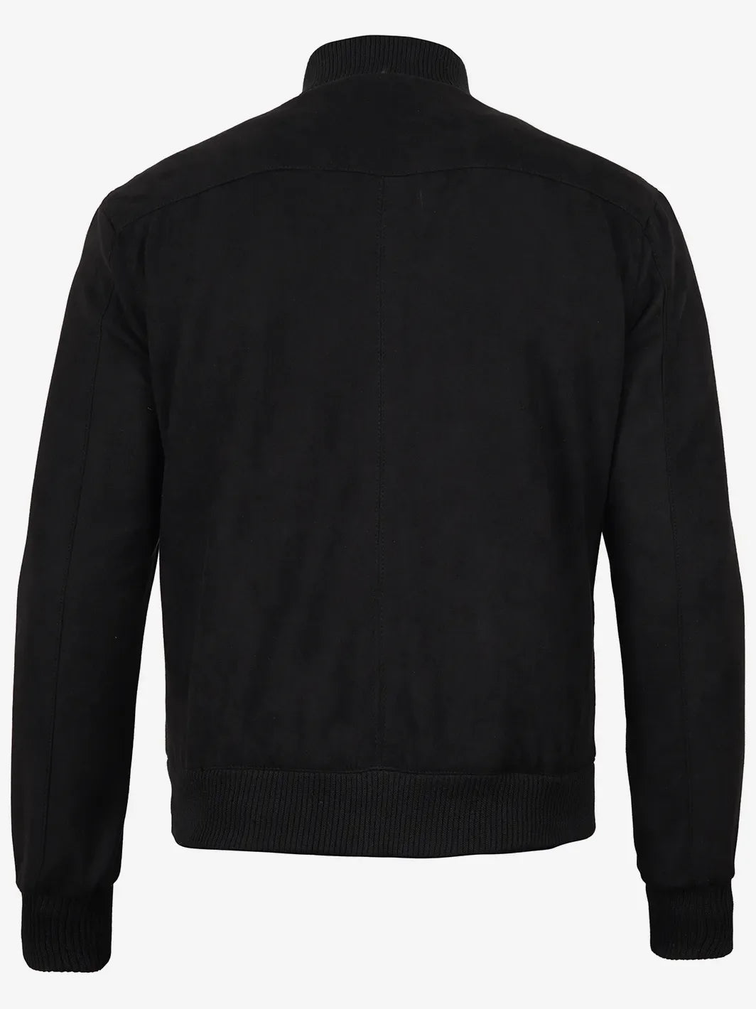Men's Black Faux Suede Bomber Jacket