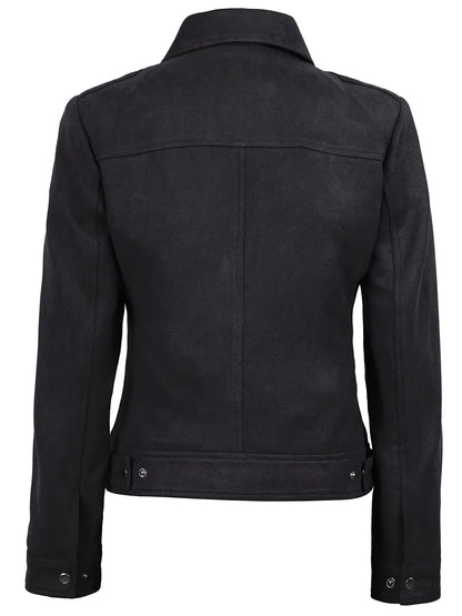 Women's Black Faux Suede Harrington Jacket