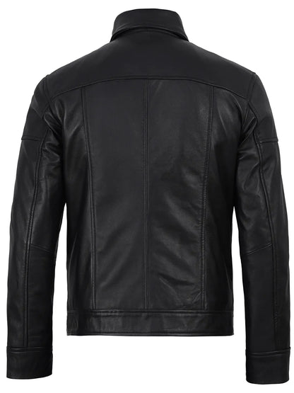 Neville Harrington Style Men's Black Leather Jacket