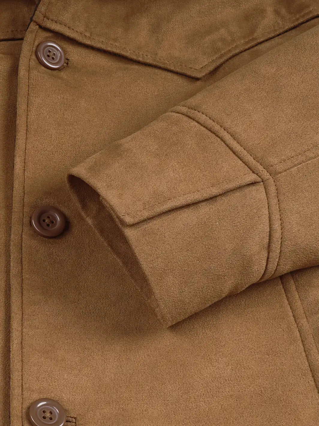 Men's Light Brown Faux Suede Jacket with Western Yoke Detail