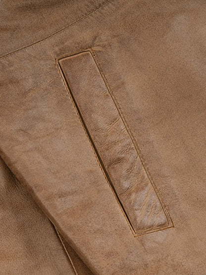 Winchester — Men's Camel Brown 3/4 Length Leather Car Coat