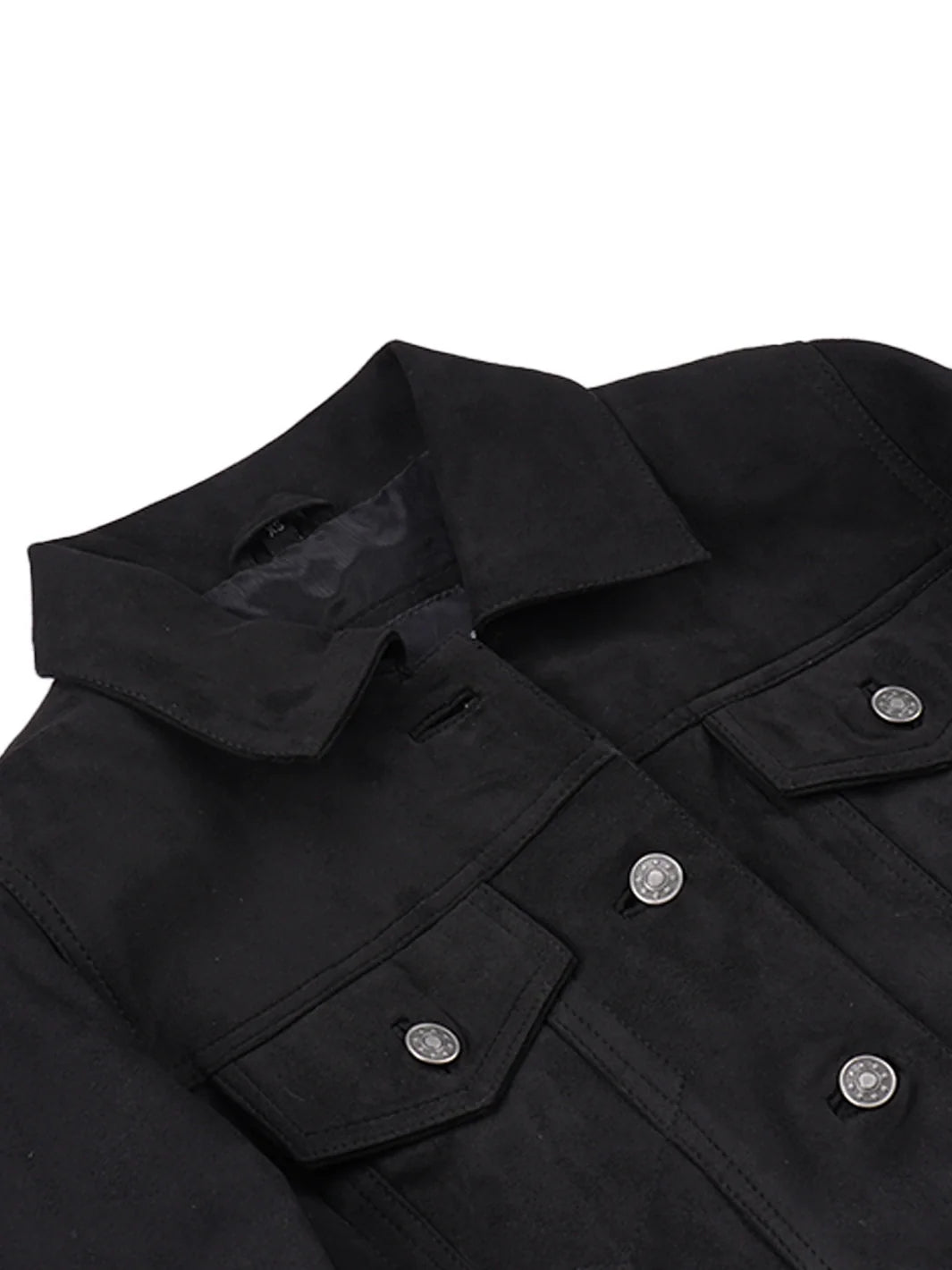 Women's Black Faux Suede Trucker Jacket