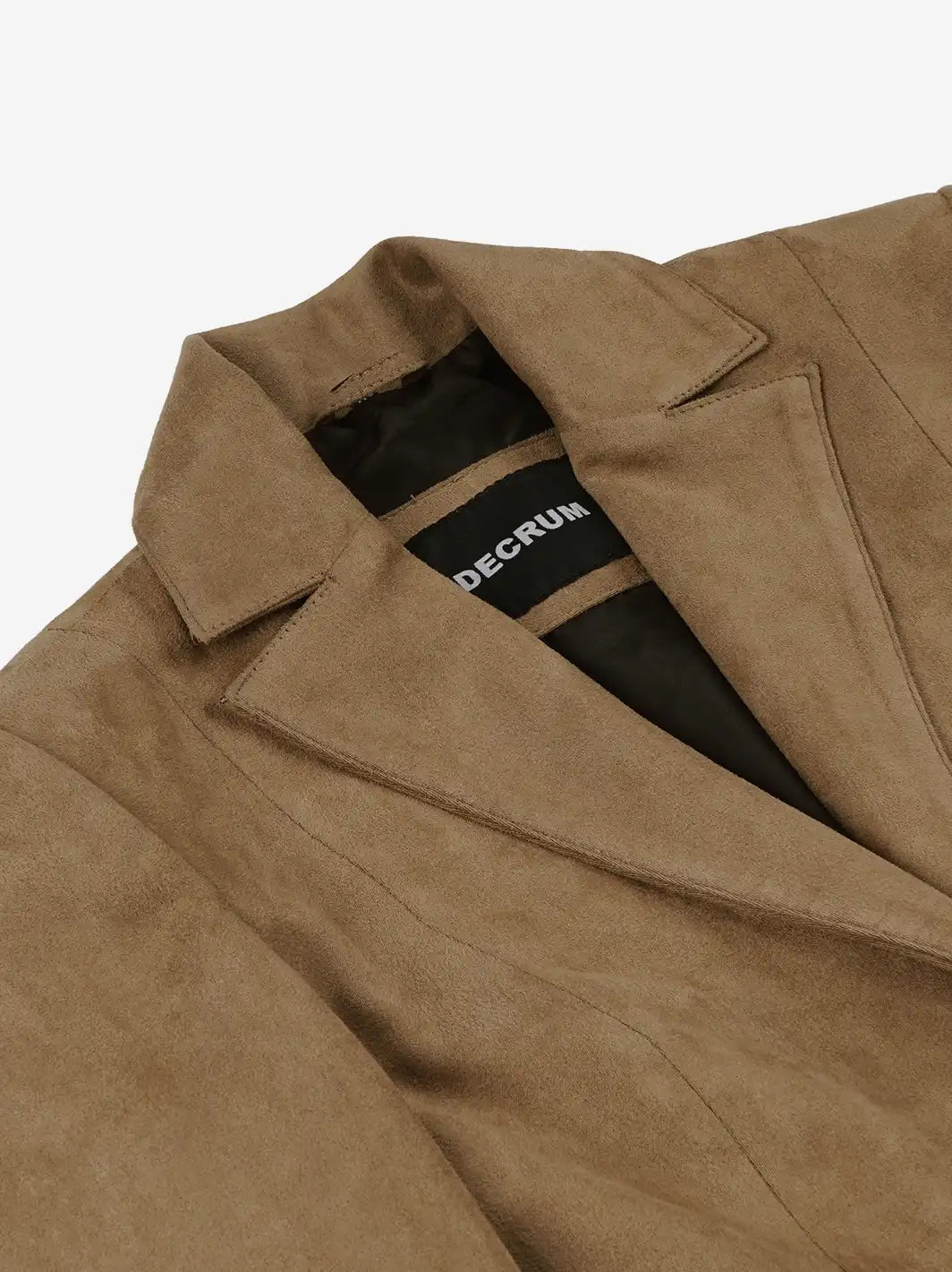 Women's Camel Faux Suede Notch Lapel Blazer