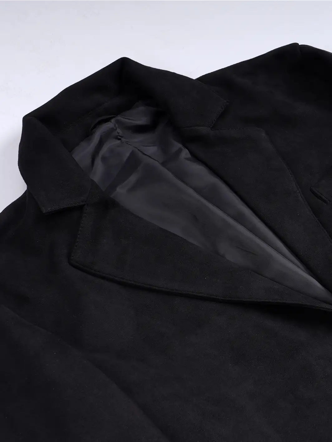 Men's Black Faux Suede Blazer — 2-Button Notch Lapel