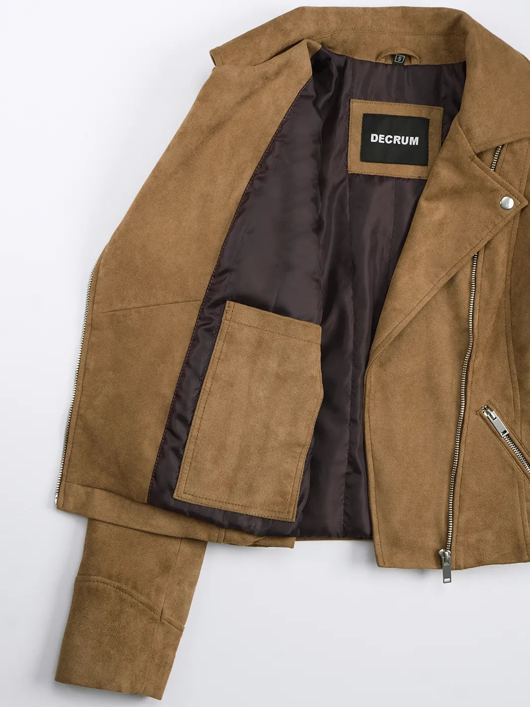 Women's Light Brown Faux Suede Biker Style Jacket
