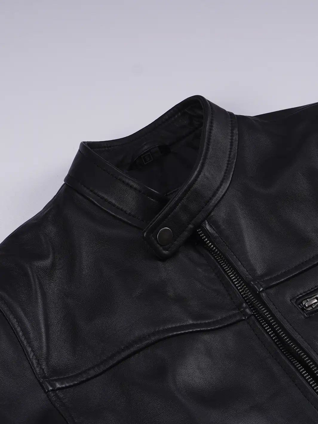 Bickford Mens Black Cafe Racer Style Real Leather Jacket