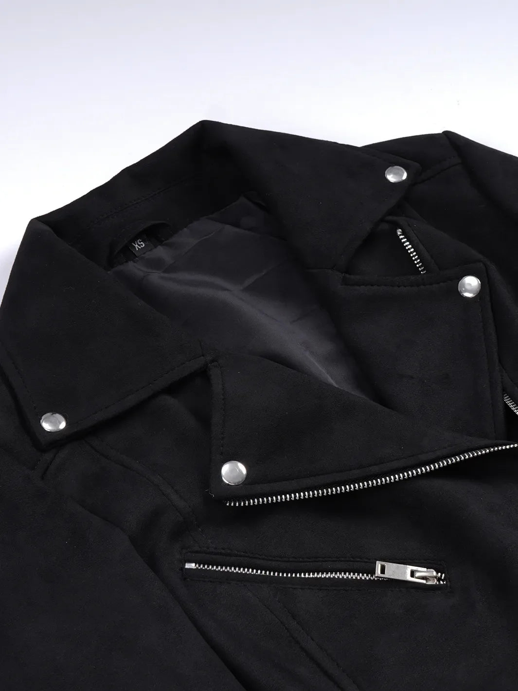 Women's Black Faux Suede Biker Style Jacket