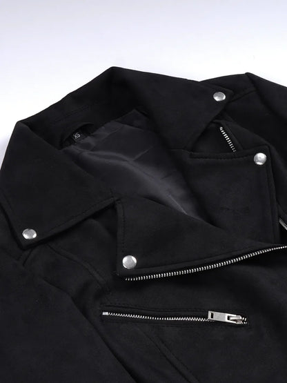 Women's Black Faux Suede Biker Style Jacket