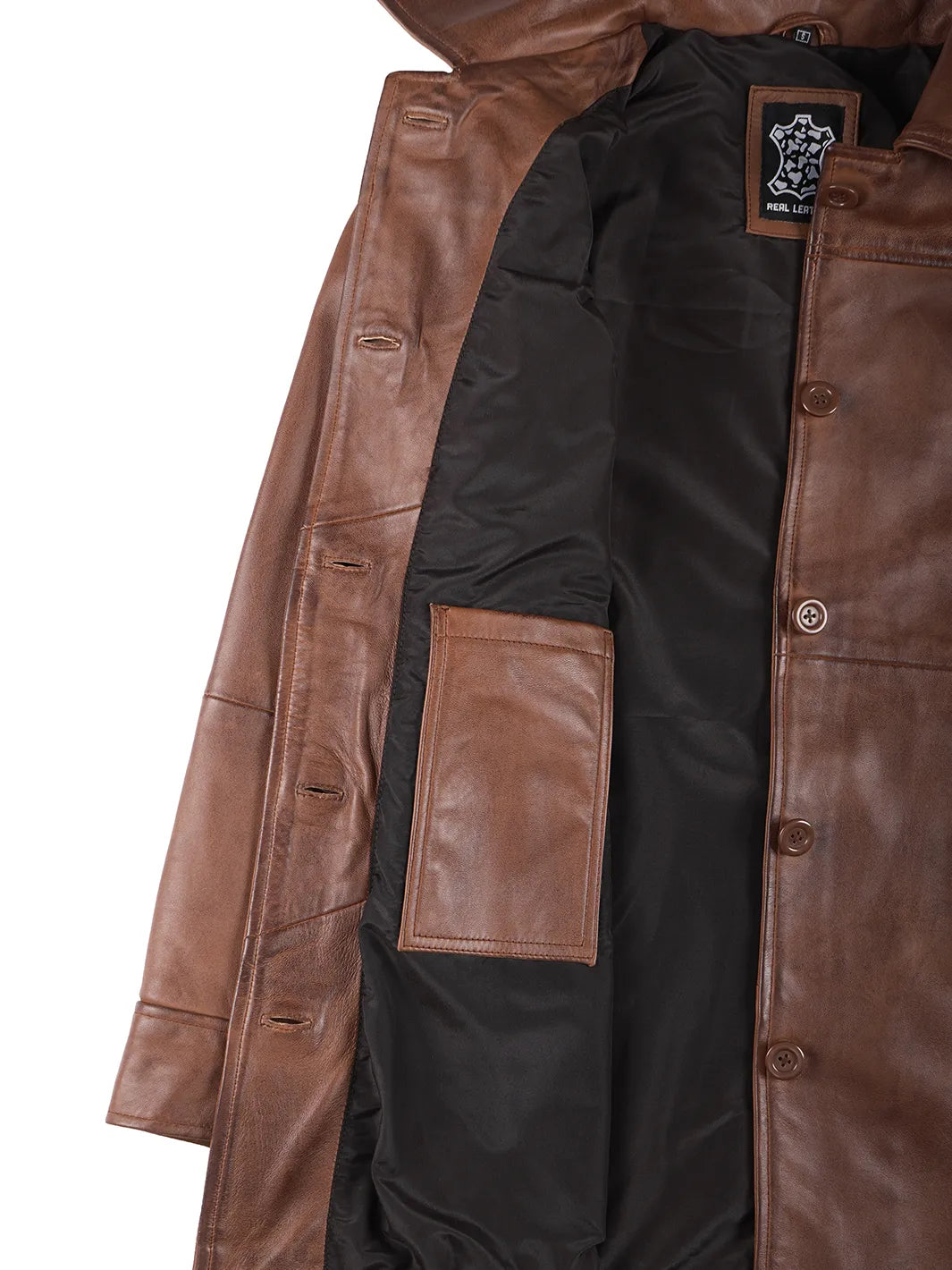 Kandis Women's Cognac Brown Leather Car Coat