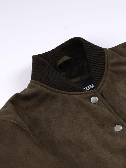 Vera Women's Dark Brown Bomber Faux Suede Jacket