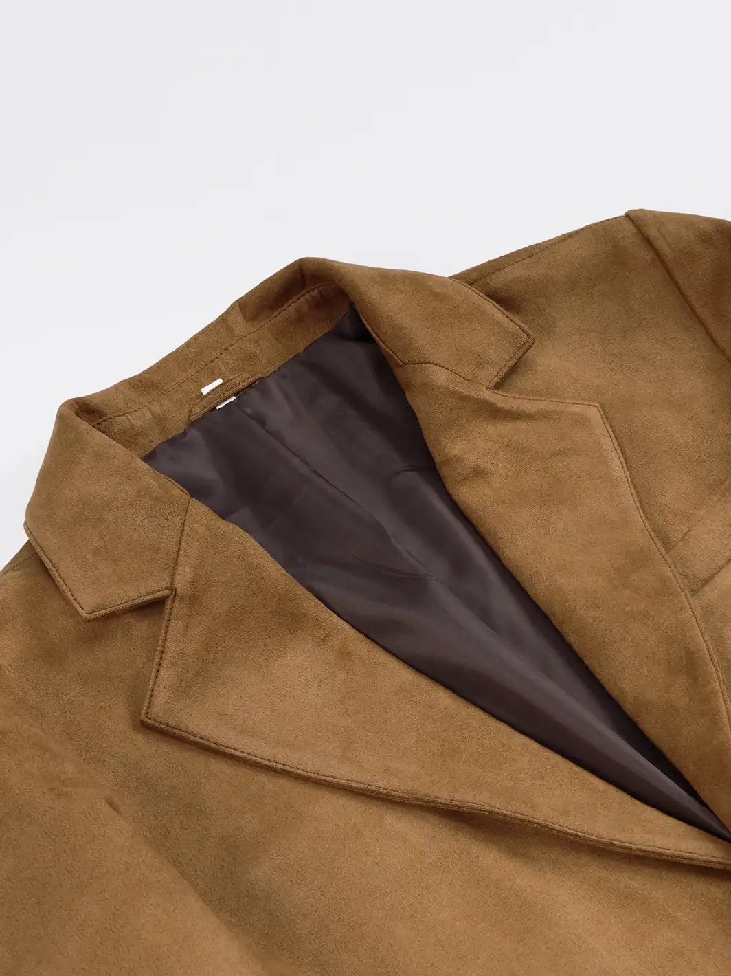 Men's Light Brown Faux Suede Blazer — 2-Button Notch Lapel