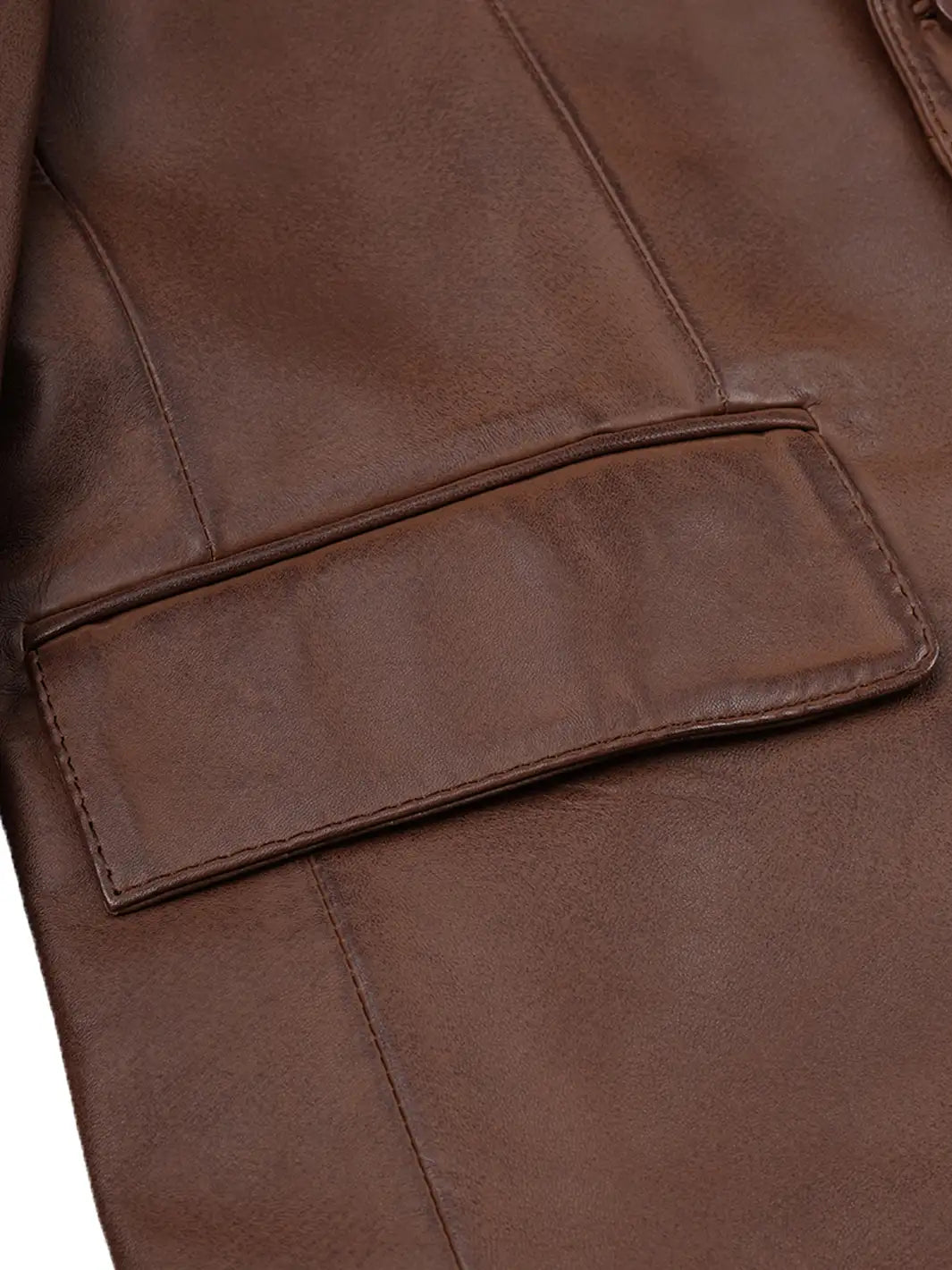 Men's Cognac Brown Two-Button Leather Blazer