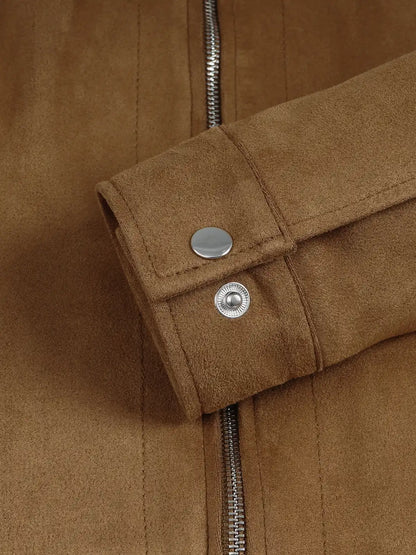 Women's Light Brown Faux Suede Harrington Jacket