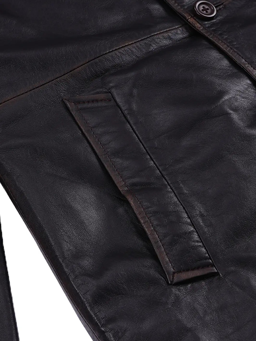 Men's Dark Brown 3/4 Length Real Leather Coat