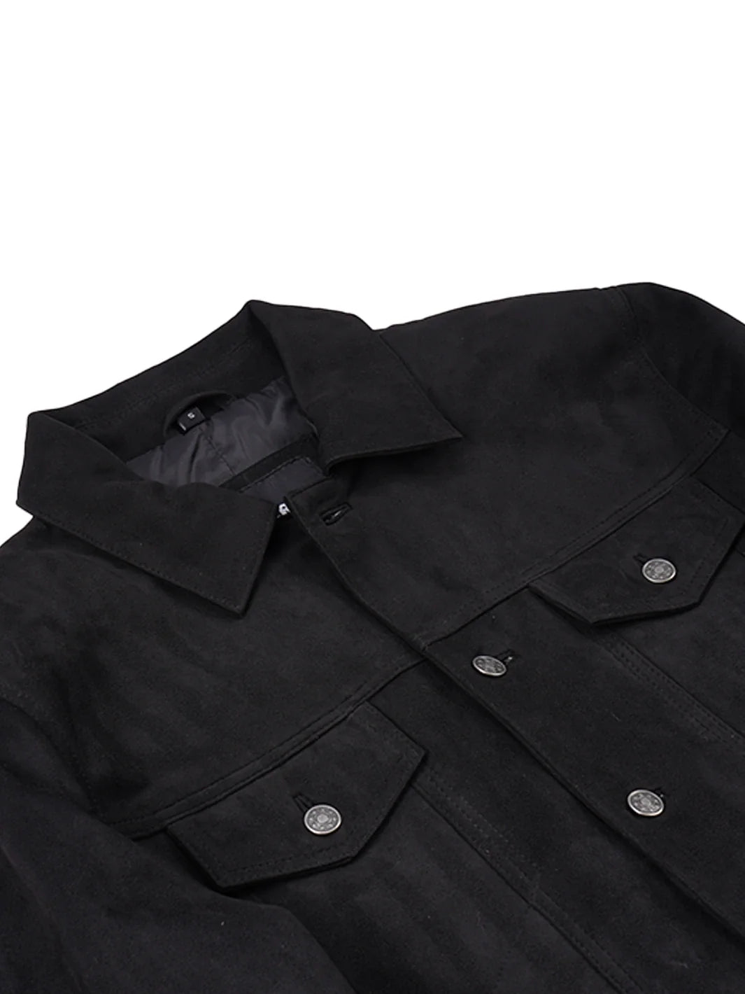 Men's Black Faux Suede Trucker Jacket
