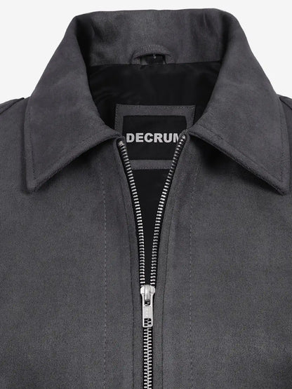 Women's Dark Grey Faux Suede Harrington Jacket